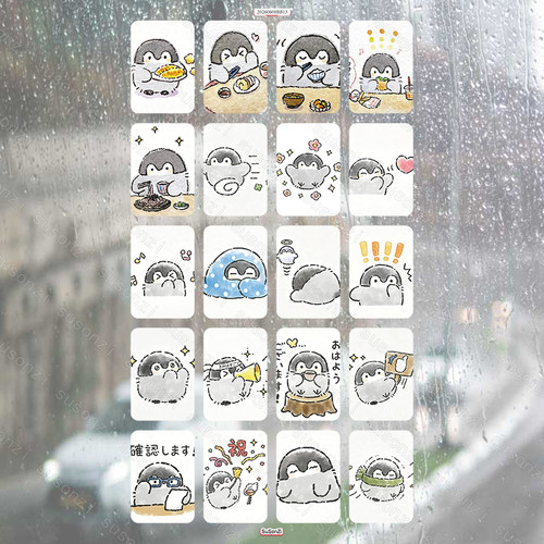 正能量企鹅方形立体防水笔保温杯装饰贴纸UV转印贴纸水晶标定制