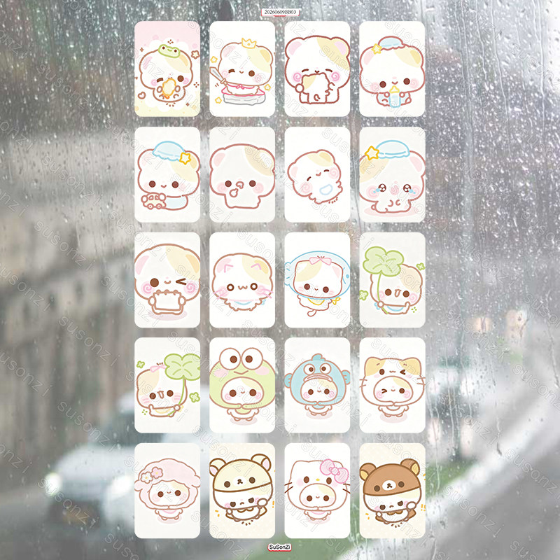 开开小熊方形立体防水笔保温杯装饰贴纸UV转印贴纸水晶标定制