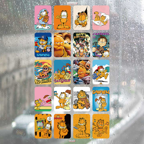 加菲猫方形立体防水笔保温杯装饰贴纸UV转印贴纸水晶标定制