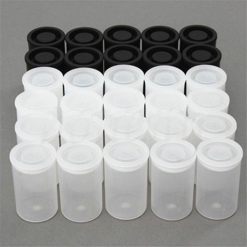 10pcs Plastic Empty Black/White Bottle 35mm Film Cans Canis