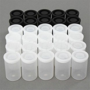 10pcs Plastic Empty Black/White Bottle 35mm Film Cans Canis