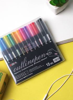 12 Colors Metallic Marker Outline Pen Glitter Colorful DIY A