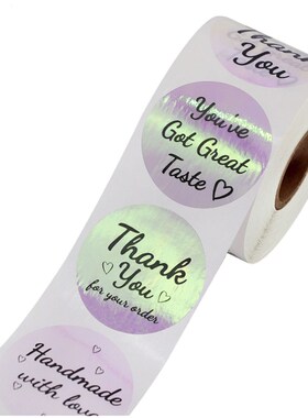 Multi design Laser Thank You Stickers Round Holographic Bu