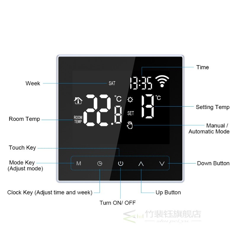 16A/3A Tuya WiFi Smart Thermostat, Electric floor Heating Wa