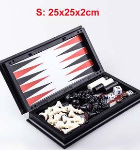 Magnetic Chess Backgammon Check but Set Foldable Chessboard