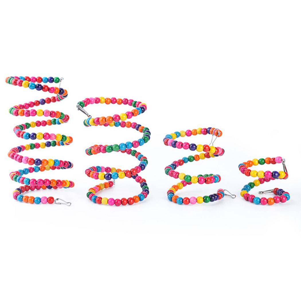 Bird Wooden Ladder Toy Colorful Bead Spiral Design Parrot S