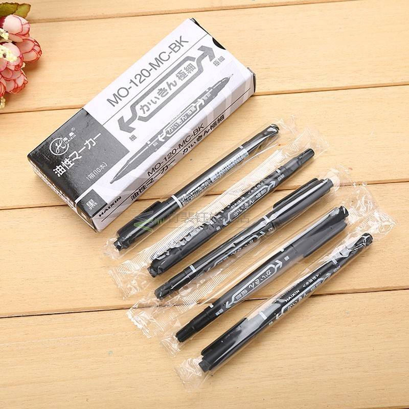 10Pcs/lot Permanent Paint Marker Pen Twin Tips Doubled Heade