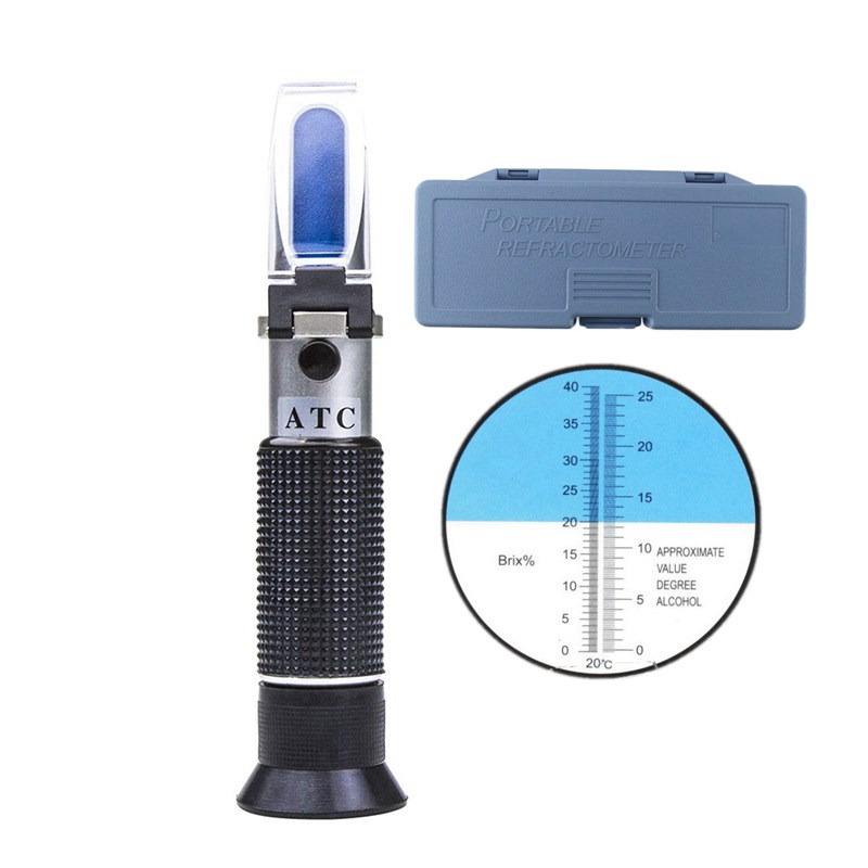 Wine Refractometer Alcohol 0-25% Sugar Content Meter Brix Te