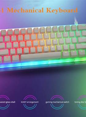 K61 61 Keys Mechanical Gaming Keyboard Gateron Switch Wired
