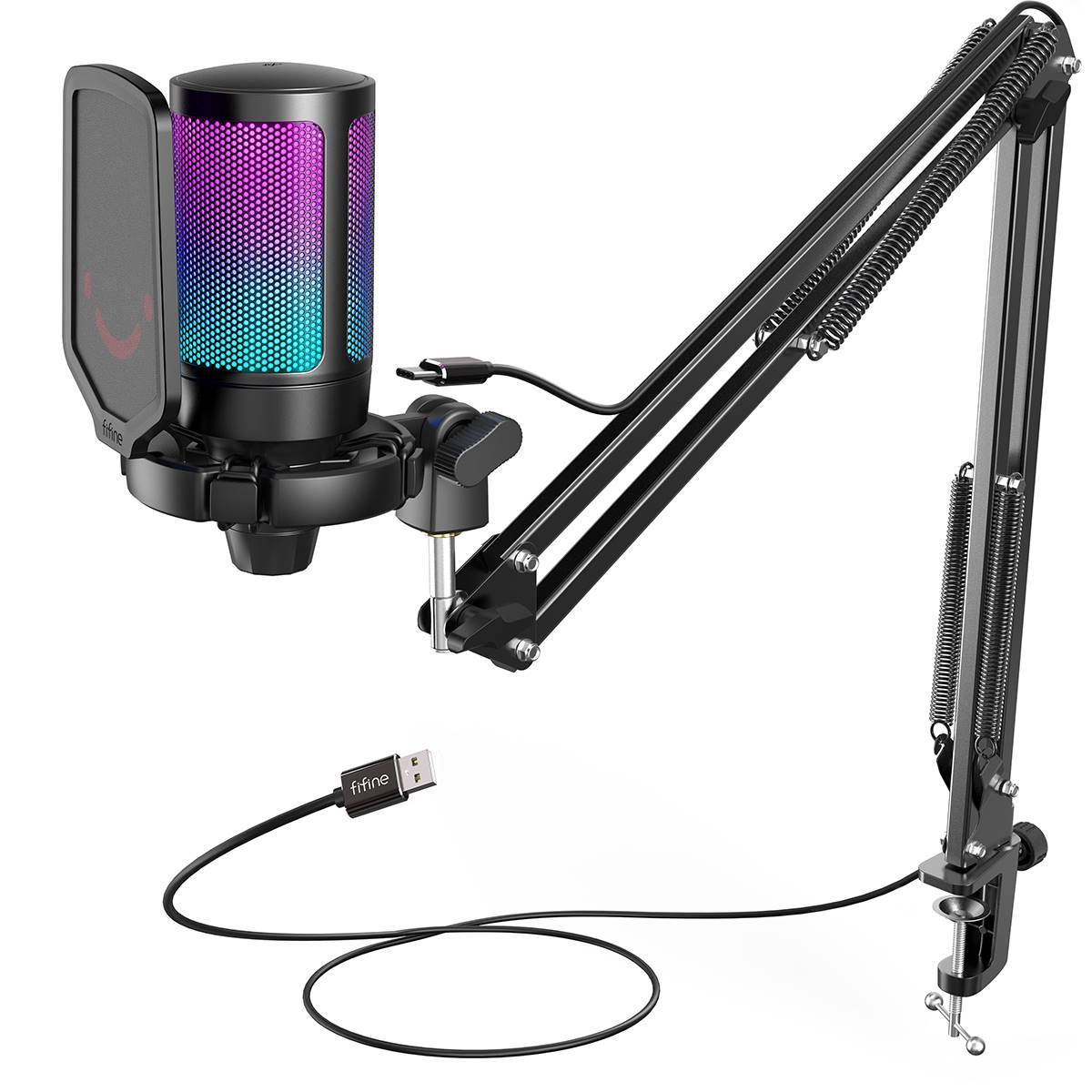 FIFINE USB Gaming Microphone Kit for PC,PS4/5 Condenser Card