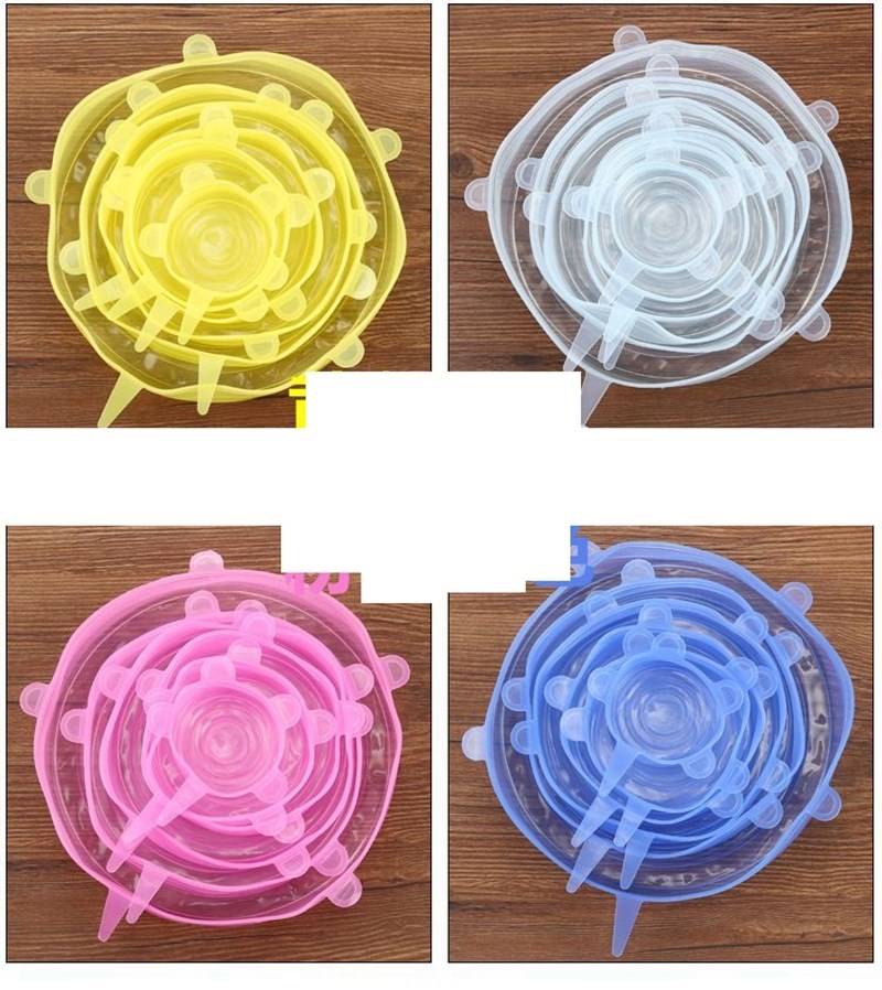 6pcs/set Reusable silicon stretch lids universal lid Silicon