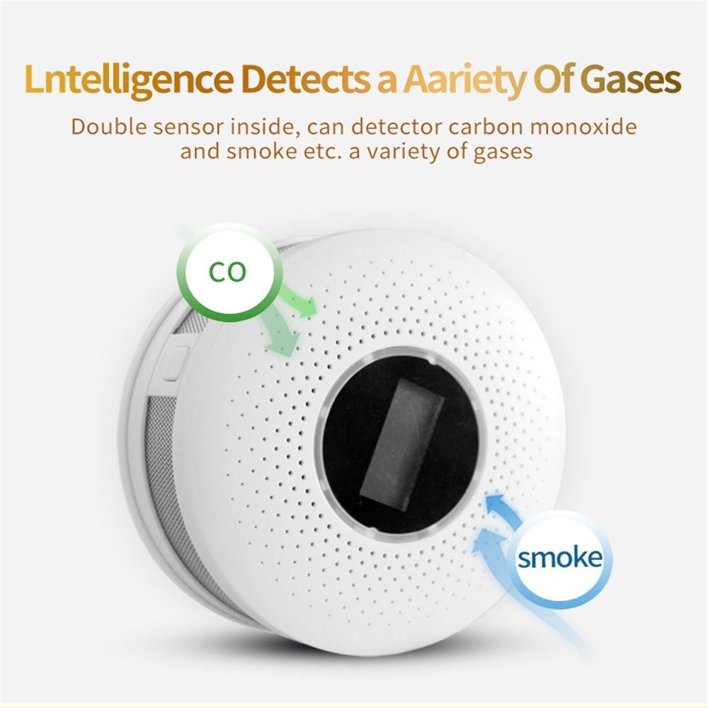 2 in 1 LED Digital Gas Smoke Sensor Alarm Co Carbon Monoxide