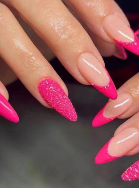 24Pcs Barbie Pink Fake Nails For Design Press On False Nails