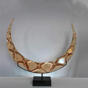 饰艺术品新型花纹交叉时尚 仿琉璃雕塑抽象家居装 桌面摆件透明雕塑