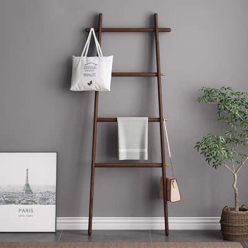 北欧实木梯形衣帽架落地式客厅浴室收纳浴巾毛巾架卧室搭衣服架子