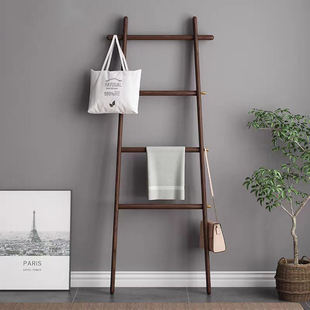 北欧实木梯形衣帽架落地式客厅浴室收纳浴巾毛巾架卧室搭衣服架子