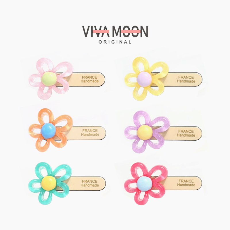 清透花朵鸭嘴夹短款糖果色刘海夹撞色碎发夹甜美侧边夹百搭发饰