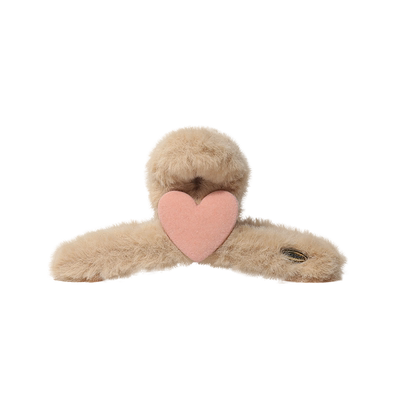 秋冬毛绒植绒爱心鲨鱼夹发夹百搭