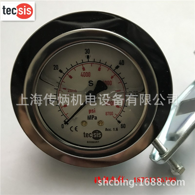供应德国tecsis原装压力表 耐震压力表 63表径P1453 0-60MPA