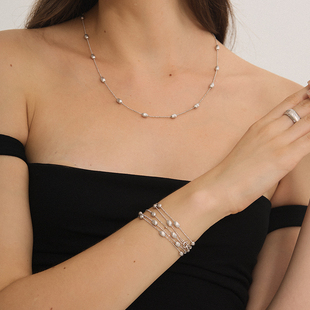 S925银 cleanfit高级手链新品 iKiCo循光拉丝豆豆项链叠戴时尚 意式