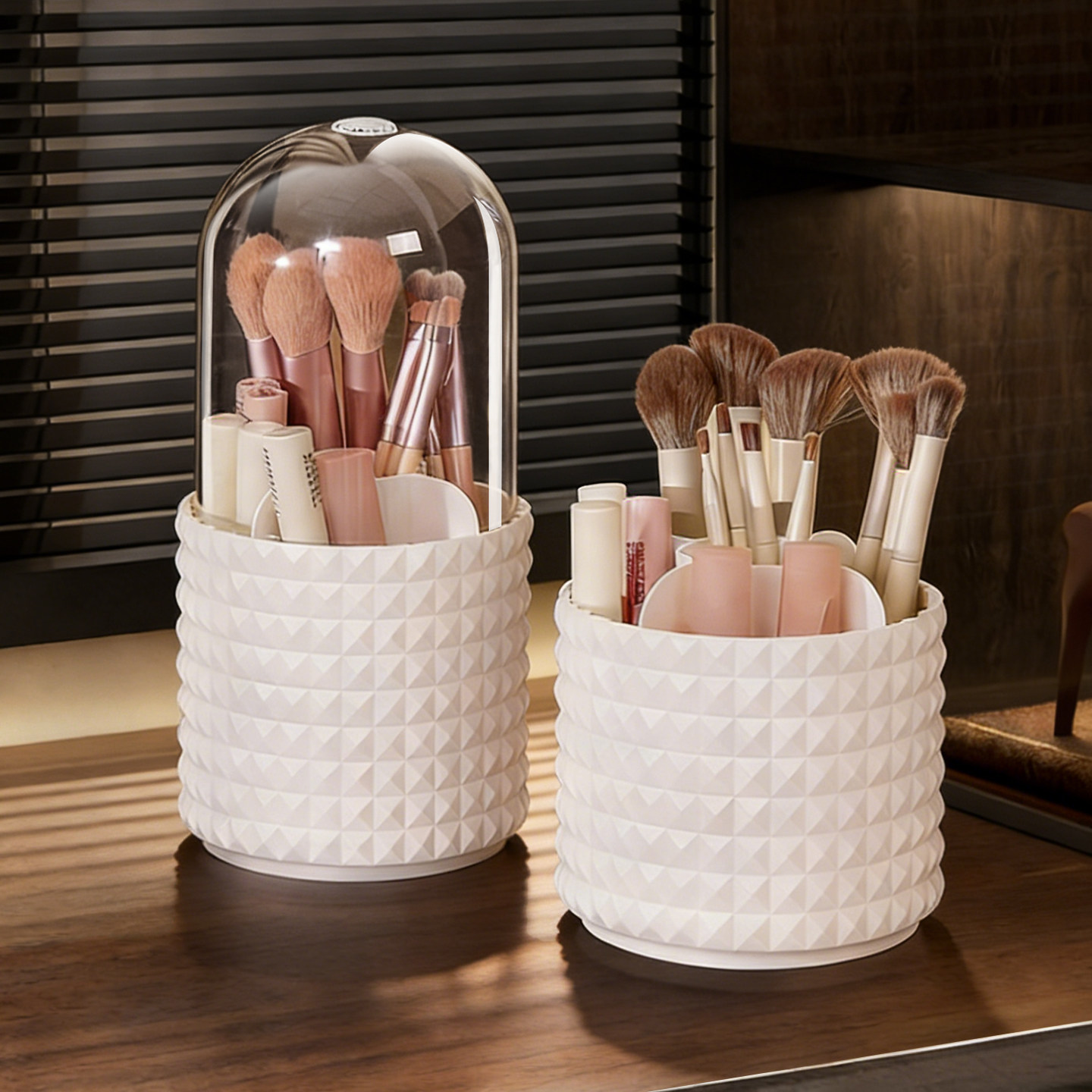 化妆刷收纳筒旋转梳妆台桌面眉笔刷具化妆品置物架分格防尘刷子桶,收纳整理,化妆刷收纳盒/桶,淘宝优惠券,粉丝福利购,淘宝优惠卷