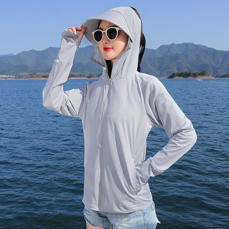 冰丝防晒衣女外穿透气防紫外线夏季新款连帽长袖薄款骑车短款外套