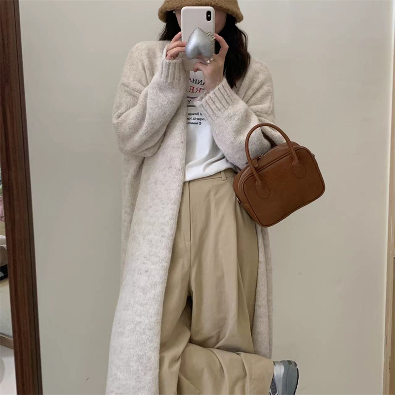 中长款毛衣外套女2024秋冬新款高级G感慵懒风时尚简约韩系针织开