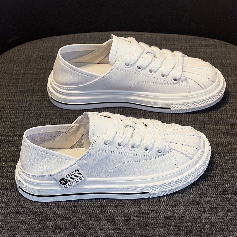 软底两穿单鞋真皮小白鞋