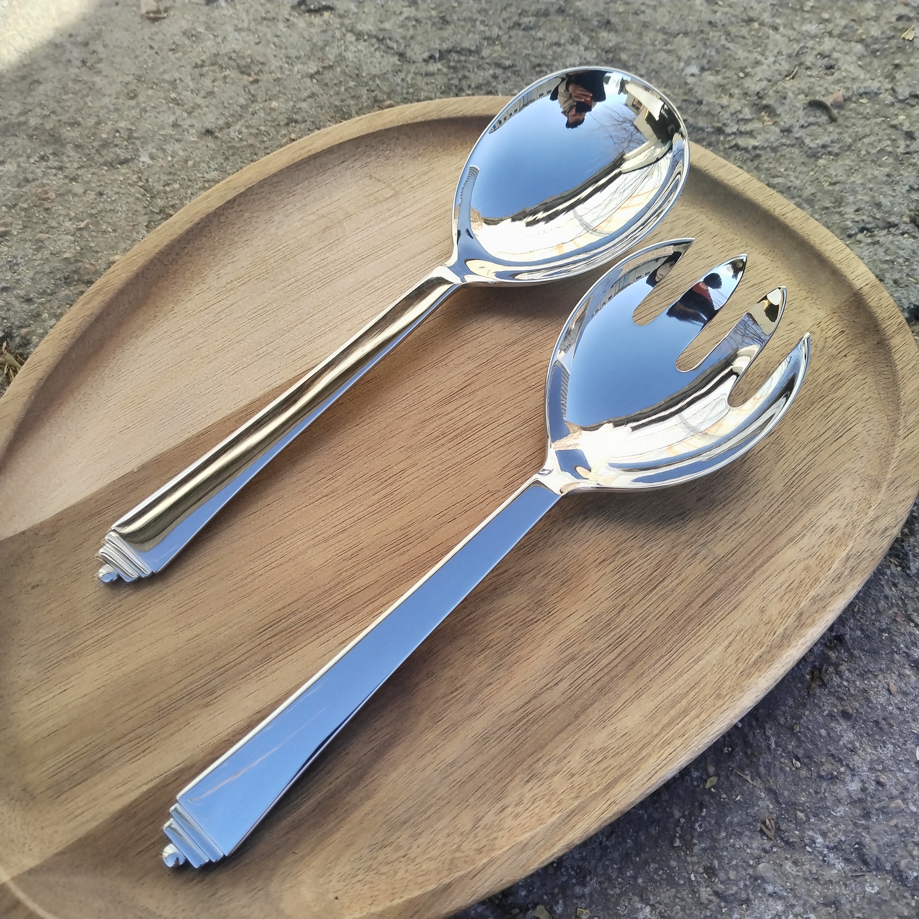 丹麦GeorgJensen乔治杰生304不锈钢分餐勺叉沙拉搅拌服务公用调羹