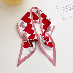 红色爱心结婚伴手礼小长条方巾丝巾女脖子绑包包缠带丝带发带领带