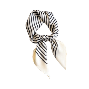 黑白条纹小方巾丝巾女春秋搭配衬衫护颈围脖子职业系脖薄纱巾围巾