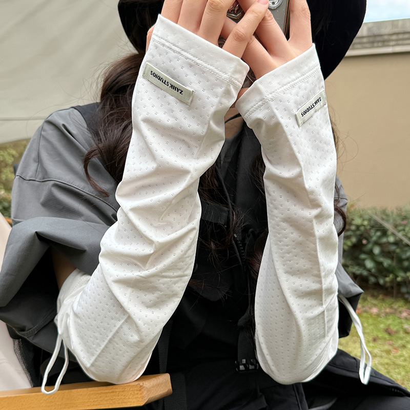 防晒手袖套手套薄冰丝冰袖女宽松户外骑行电动车夏季护臂防紫外线