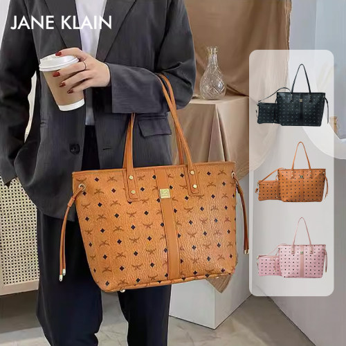 JANE KLAIN复古老花托特包女大容量学生上课通勤时尚百搭单肩Tote