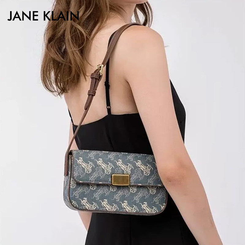 JANE KLAIN轻奢老花马车信封包小众设计高级感时尚麻将包单肩包