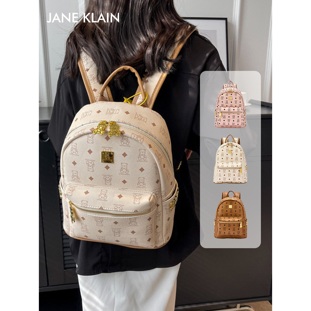 JANEKLAIN复古小熊老花双肩包