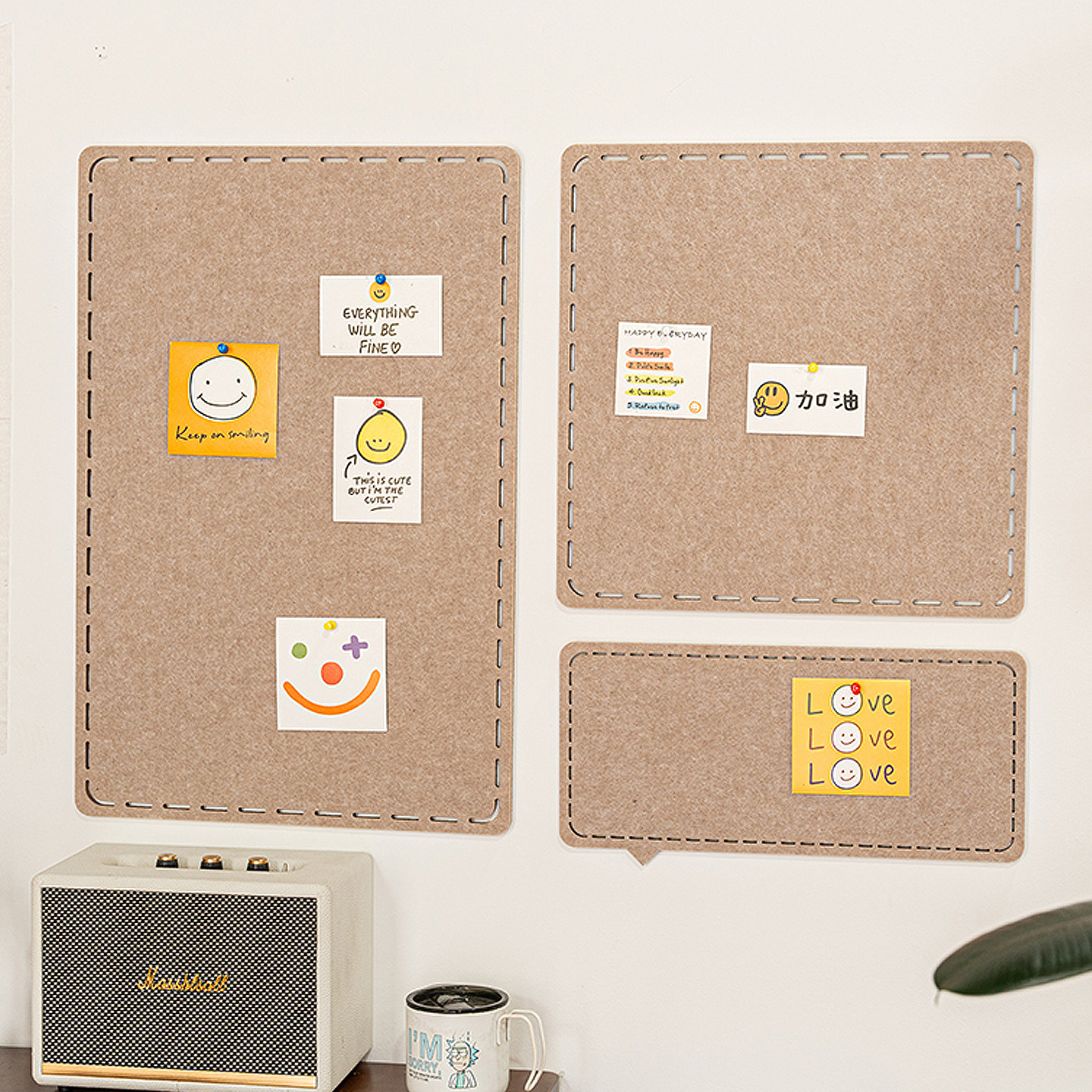 创意毛毡板墙贴客厅照片展示墙背景板卧室装饰免打孔留言板展示板