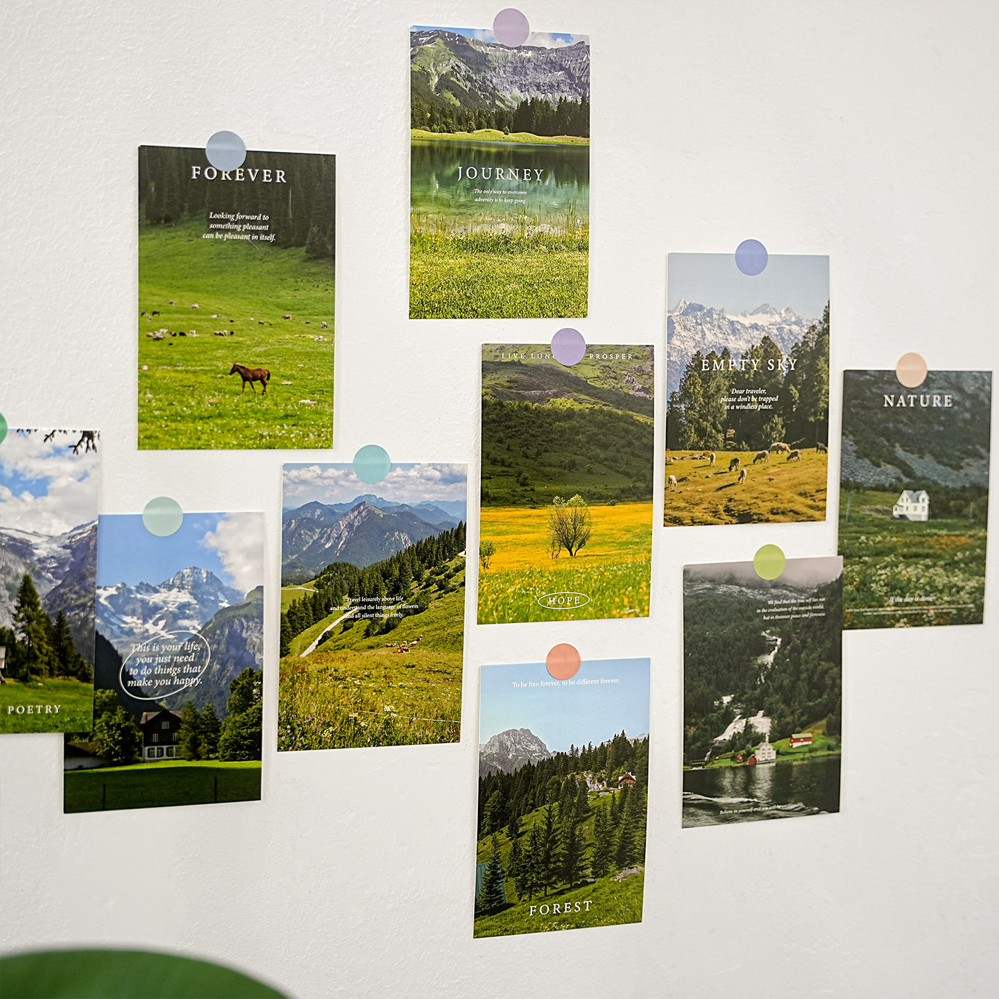 北欧小清新草地风景卡片墙贴床头装饰墙壁贴纸卧室背景墙贴画壁纸