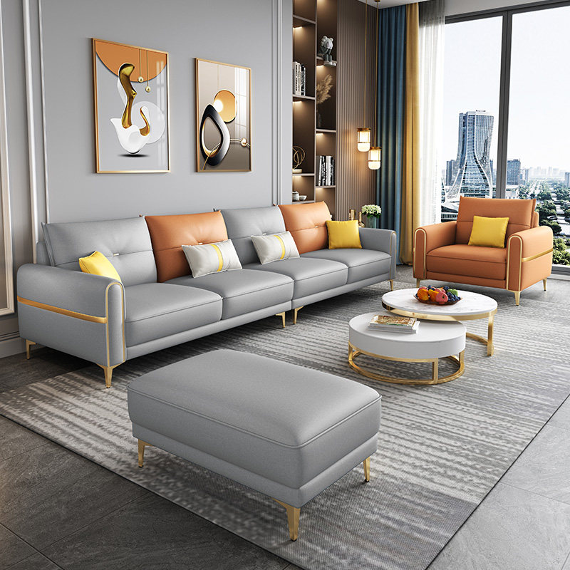 CBD官方现代轻奢科技布沙发小户型客厅直排四人位北欧简约免洗布