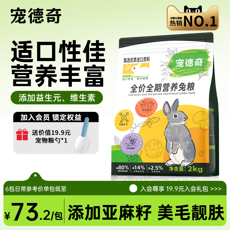 好評榜寵德奇低淀粉高纖兔糧磨牙