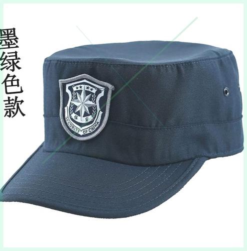 可定制保安帽子墨绿色四季新式墨绿平顶帽作训帽物业门卫通用