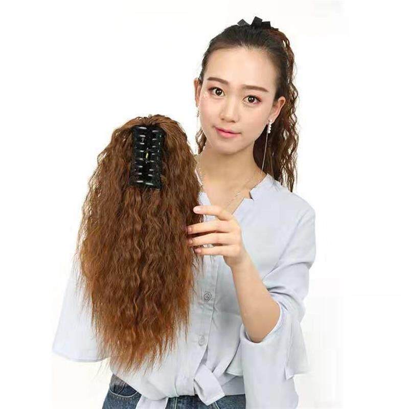 假发马尾女 逼真 玉米须烫马尾辫 抓夹式玉米须蓬松马尾