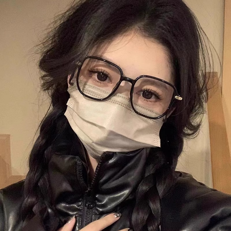 早八神器素颜黑框眼镜女近视可配度数适合大脸胖脸超大框眼睛镜架