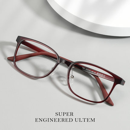 53韩国超轻塑钢近视眼镜框女酒红色方圆框简约舒适可配度数丹阳