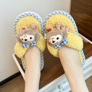 2025新款拖鞋女款秋季新品软底防滑毛绒人字拖鞋可爱卡通宿舍居家