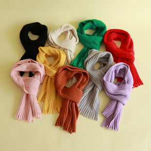 儿童围巾秋冬季 宝宝毛线针织围脖纯色百搭保暖男童女童小孩围巾韩