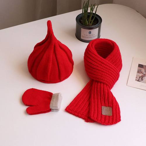 宝宝帽子秋冬季儿童帽子围脖套装男童女童毛线帽婴儿套头帽围巾潮