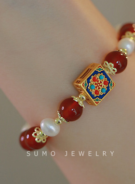 一眼万年仿天然红玛瑙爱心与希望手链小众设计感甜美气质百搭