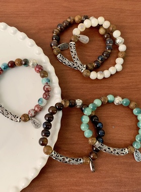 景德镇陶瓷手串手作串珠吉祥如意祥云手链国风木珠手串文艺新品