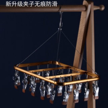 不锈钢晒架晾衣夹子铝合金晒架晒袜架内衣裤儿童挂钩防滑夹