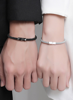 2025优雅时尚情侣手工编织竹质定绳手链瑞绳韩风赠礼优雅定情饰品